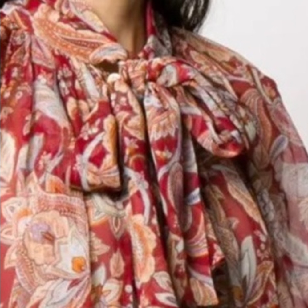 Zimmermann 100% Silk Ladybeetle Paisley Floral Tie-neck Blouse - Picture 4 of 7